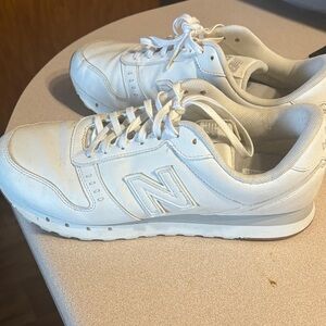 New Balance White Low-Top Leather Sneakers